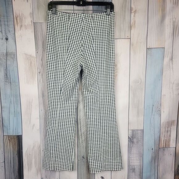 Maeve The Margot Cropped Kick Flare Pants Plaid Black White Size Small - Picture 6 of 8